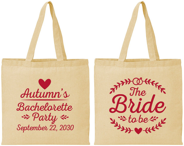 Personalized Bachelorette Cotton Tote Bags - Bride To Be | 60088
