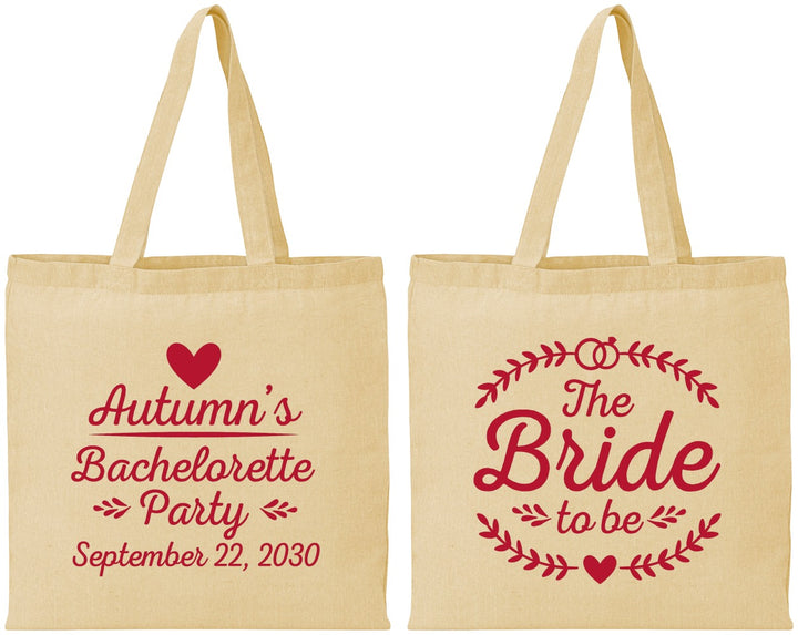Personalized Bachelorette Cotton Tote Bags - Bride To Be | 60088