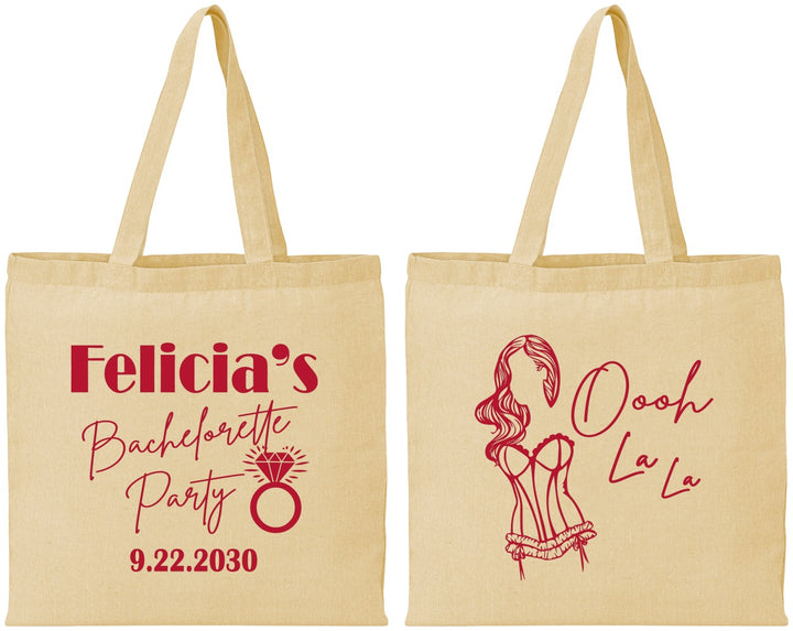 Personalized Bachelorette Cotton Tote Bags - Paris | 60090