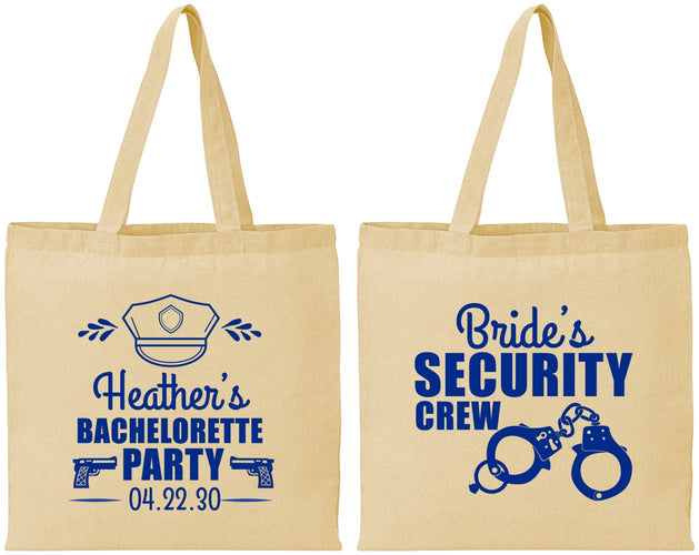 Personalized Bachelorette Cotton Tote Bags - Police Security Crew | 60091