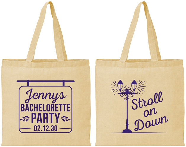Personalized Bachelorette Cotton Tote Bags - Stroll On Down | 60092