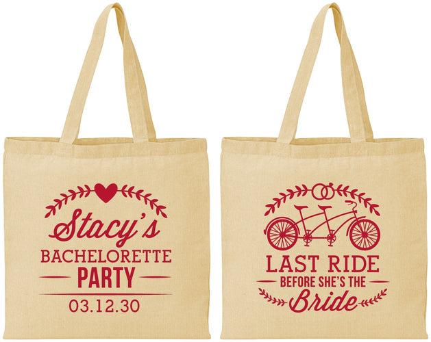 Personalized Bachelorette Cotton Tote Bags - Last Ride Before Bride | 60093