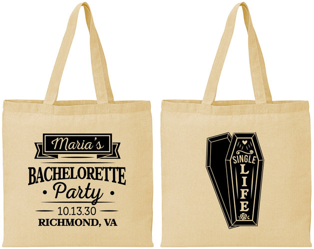 Personalized Bachelorette Cotton Tote Bags - Rip Single Life | 60095