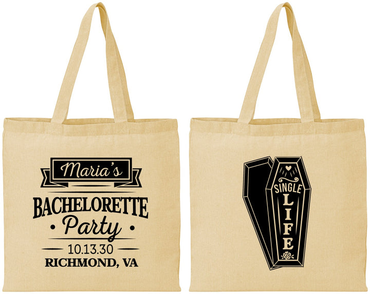 Personalized Bachelorette Cotton Tote Bags - Rip Single Life | 60095