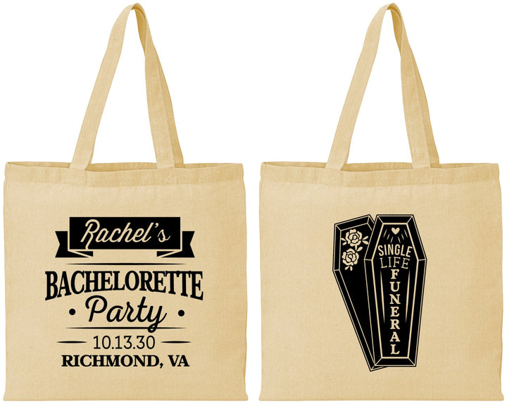 Personalized Bachelorette Cotton Tote Bags - Rip Single Life | 60096