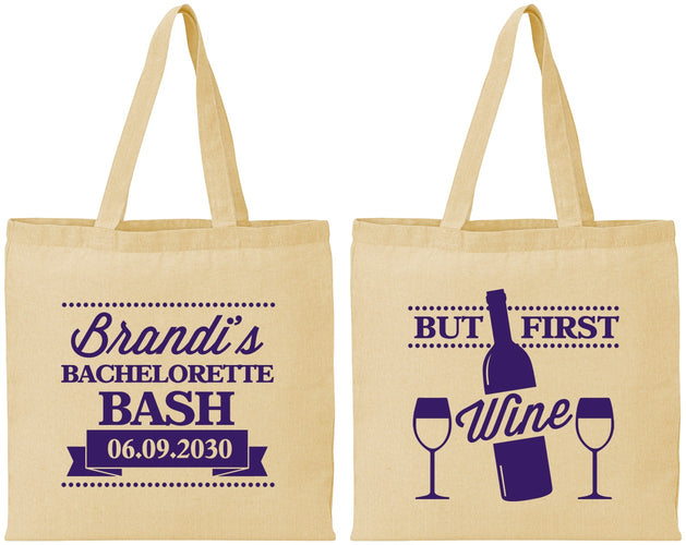 Personalized Bachelorette Cotton Tote Bags - Wine | 60099