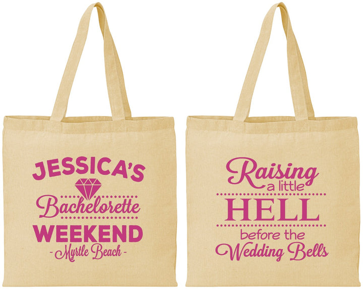 Personalized Bachelorette Cotton Tote Bags - Raising A Little Hell | 60107