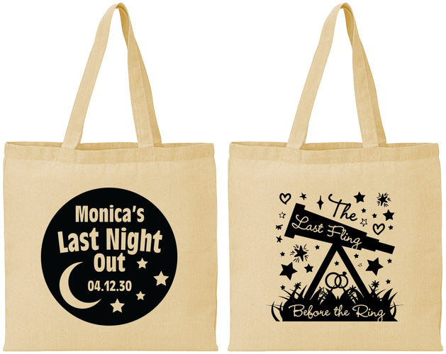 Personalized Bachelorette Cotton Tote Bags - Last Fling Before Rings | 60113