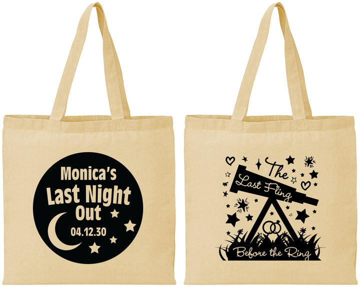 Personalized Bachelorette Cotton Tote Bags - Last Fling Before Rings | 60113