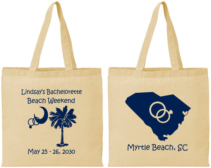 Personalized Bachelorette Cotton Tote Bags - South Carolina | 60117