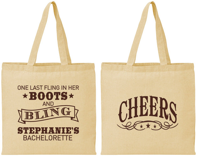 Personalized Bachelorette Cotton Tote Bags - Boots And Bling | 60118