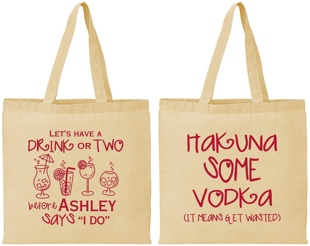 Personalized Bachelorette Cotton Tote Bags - Lets Get Wasted | 60119