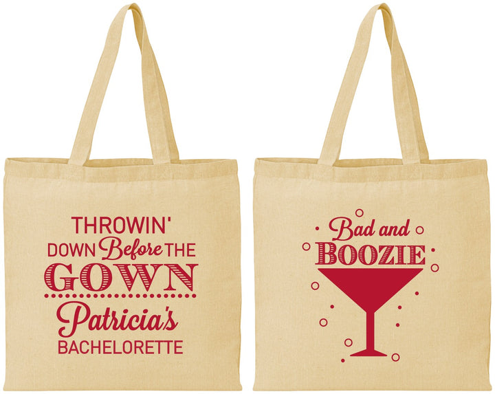 Personalized Bachelorette Cotton Tote Bags - Bad And Boozie | 60121