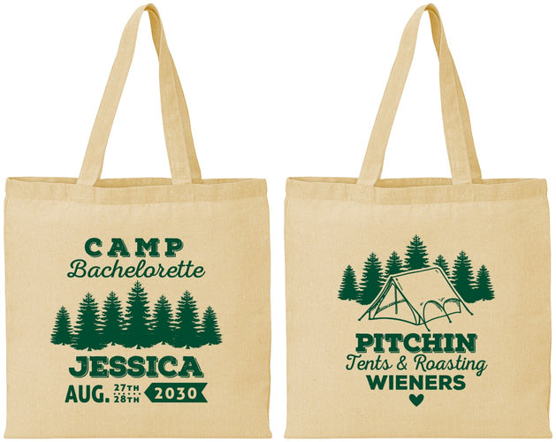 Personalized Bachelorette Cotton Tote Bags - Camping | 60124