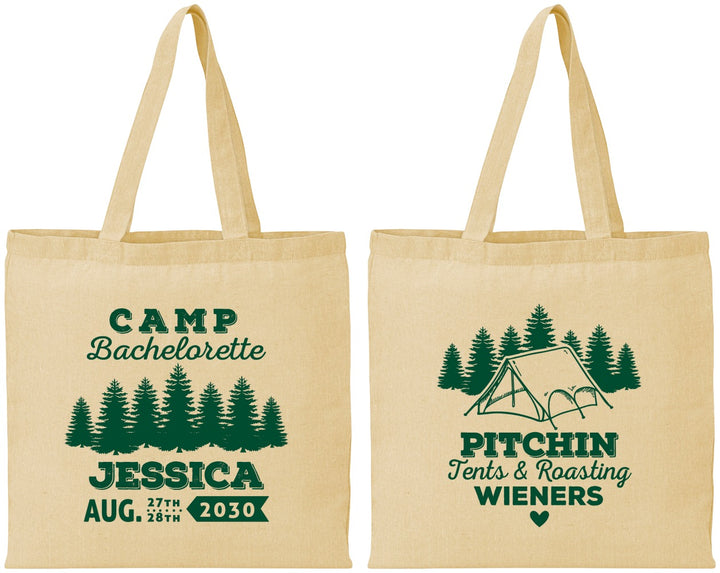 Personalized Bachelorette Cotton Tote Bags - Camping | 60124