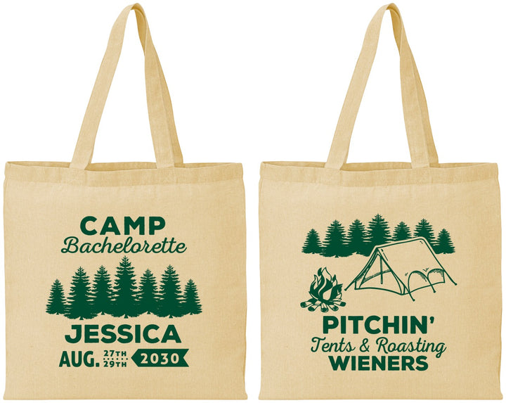 Personalized Bachelorette Cotton Tote Bags - Camping | 60125