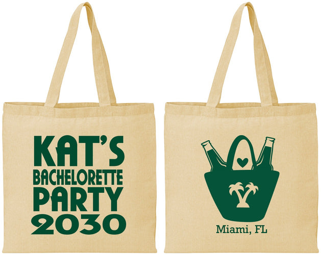 Personalized Bachelorette Cotton Tote Bags - Beach | 60126