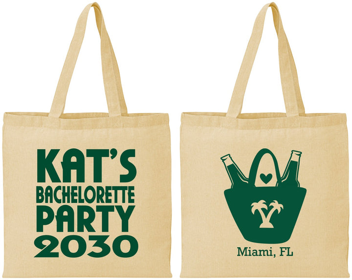 Personalized Bachelorette Cotton Tote Bags - Beach | 60126
