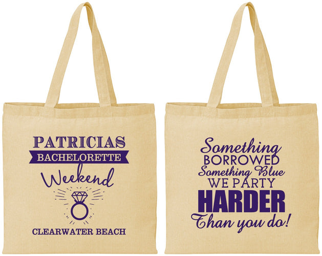 Personalized Bachelorette Cotton Tote Bags - Something Borrowed | 60130