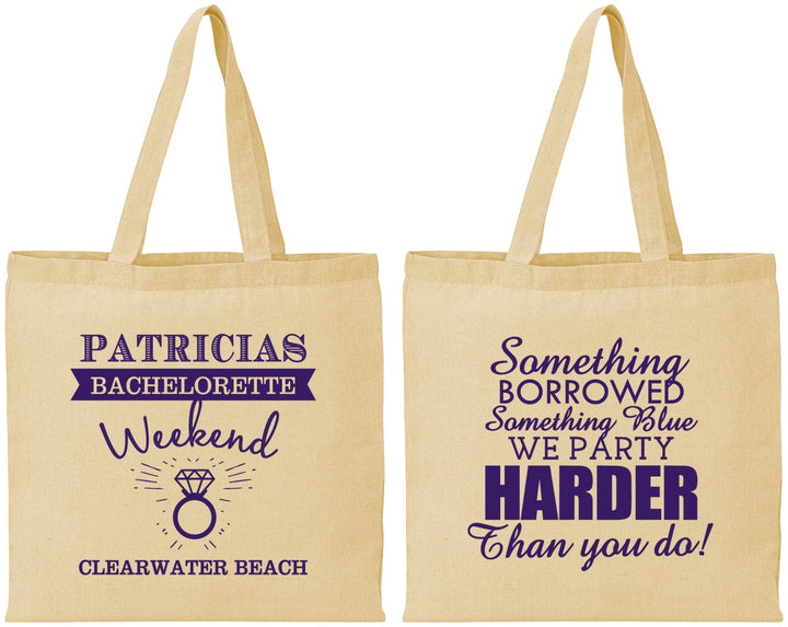 Personalized Bachelorette Cotton Tote Bags - Something Borrowed | 60130