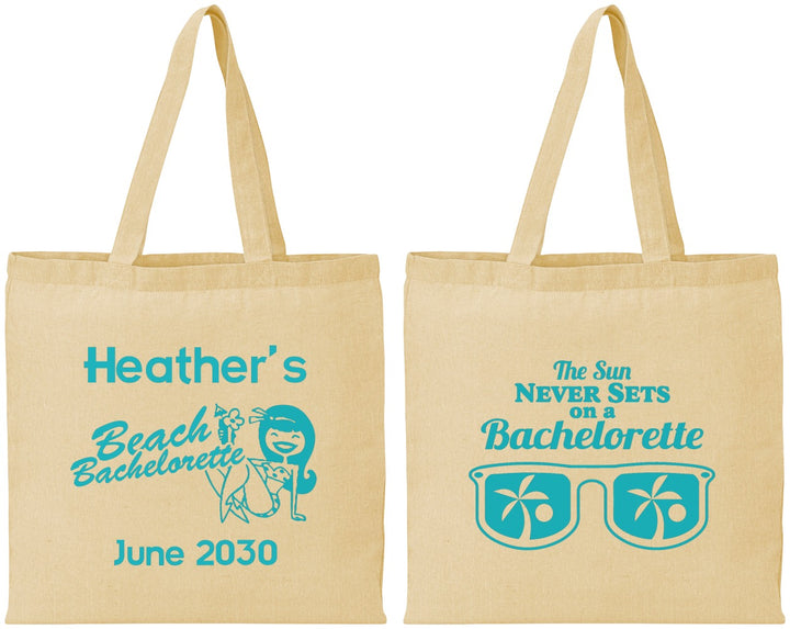 Personalized Bachelorette Cotton Tote Bags - Beach | 60135
