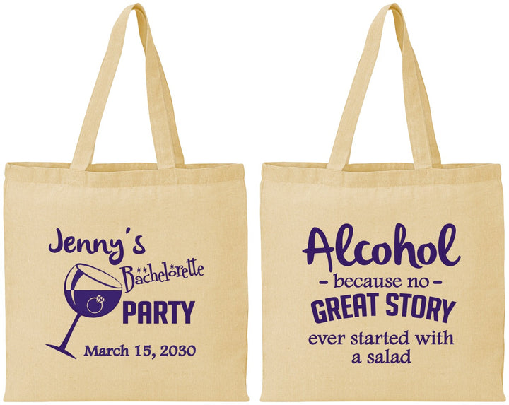 Personalized Bachelorette Cotton Tote Bags - Alcohol | 60138