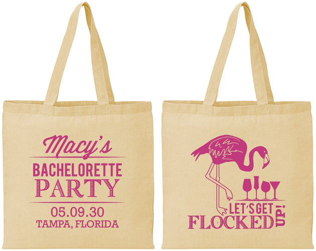 Personalized Bachelorette Cotton Tote Bags - Lets Get Flocked Up | 60143