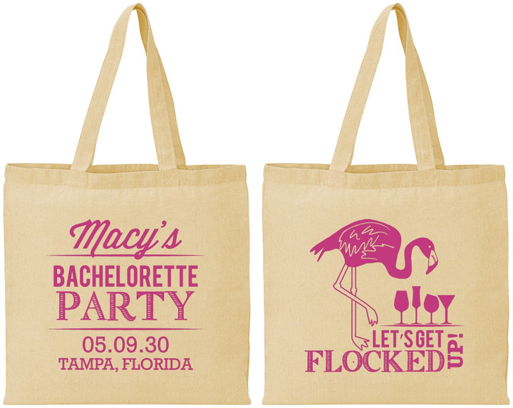 Personalized Bachelorette Cotton Tote Bags - Lets Get Flocked Up | 60143