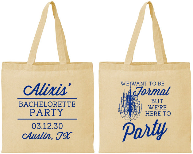 Personalized Bachelorette Cotton Tote Bags - Formal Party | 60145