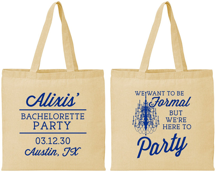 Personalized Bachelorette Cotton Tote Bags - Formal Party | 60145