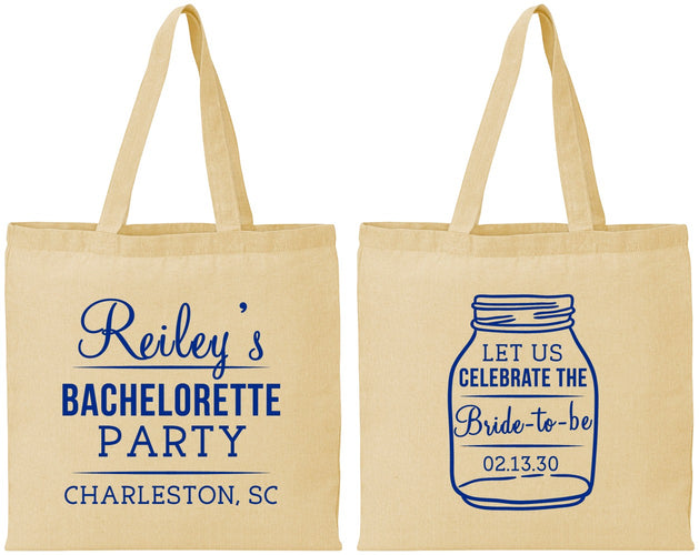 Personalized Bachelorette Cotton Tote Bags - Bride To Be | 60146
