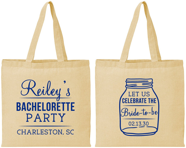 Personalized Bachelorette Cotton Tote Bags - Bride To Be | 60146