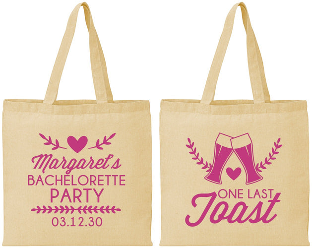 Personalized Bachelorette Cotton Tote Bags - One Last Toast | 60147
