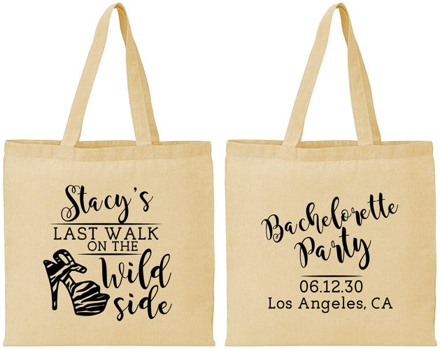 Personalized Bachelorette Cotton Tote Bags - Last Walk Wild Side | 60148