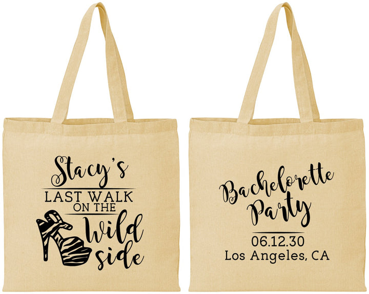 Personalized Bachelorette Cotton Tote Bags - Last Walk Wild Side | 60148
