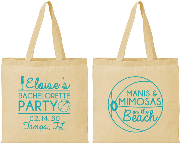 Personalized Bachelorette Cotton Tote Bags - Manis Mimosas | 60149