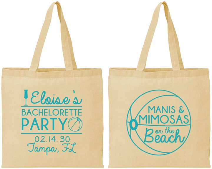 Personalized Bachelorette Cotton Tote Bags - Manis Mimosas | 60149