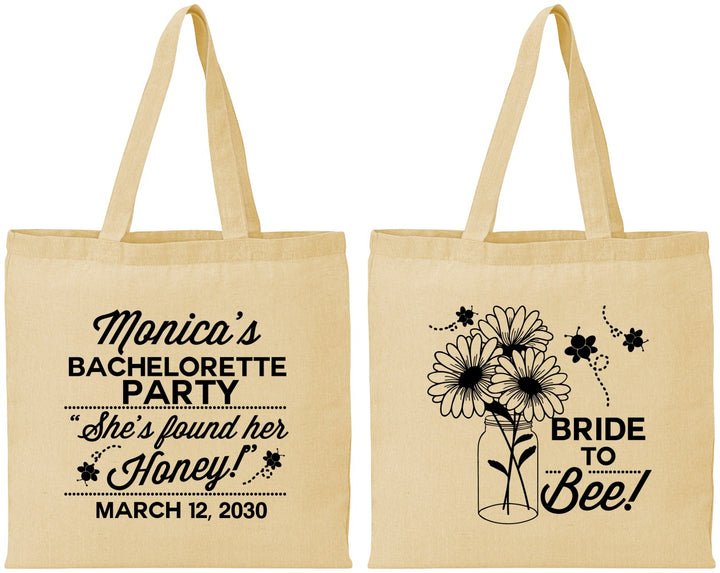 Personalized Bachelorette Cotton Tote Bags - Bride To Bee | 60152