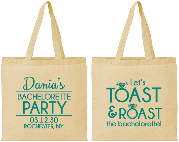 Personalized Bachelorette Cotton Tote Bags - Toast And Roast | 60153