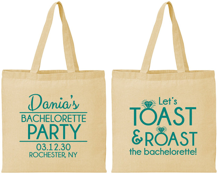 Personalized Bachelorette Cotton Tote Bags - Toast And Roast | 60153