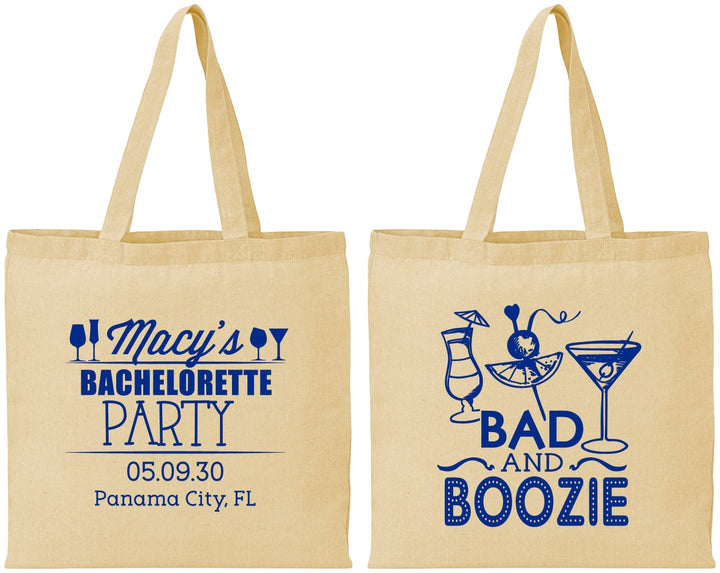 Personalized Bachelorette Cotton Tote Bags - Bad And Boozie | 60155