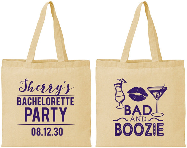 Personalized Bachelorette Cotton Tote Bags - Bad And Boozie | 60156
