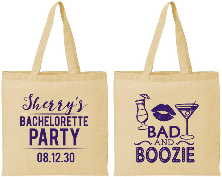Personalized Bachelorette Cotton Tote Bags - Bad And Boozie | 60156