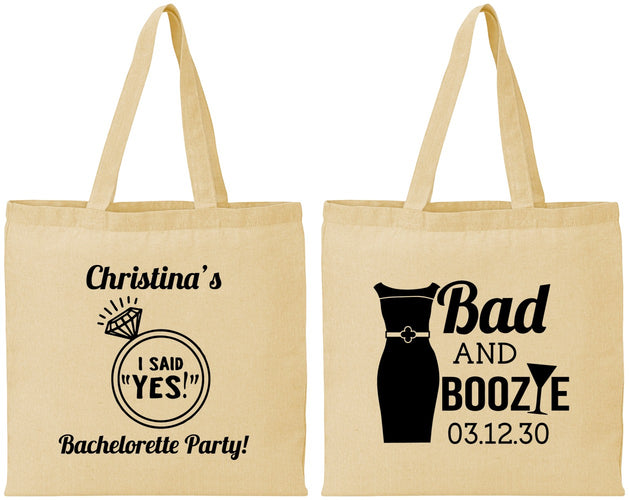 Personalized Bachelorette Cotton Tote Bags - Bad And Boozie | 60157