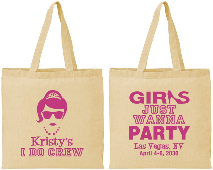 Personalized Bachelorette Cotton Tote Bags - Girls Just Wanna Party | 60158