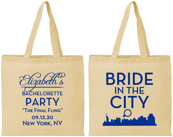 Personalized Bachelorette Cotton Tote Bags - New York | 60162
