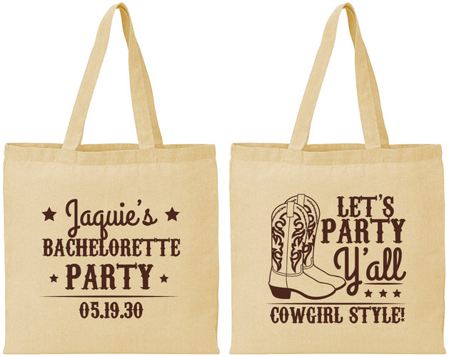 Personalized Bachelorette Cotton Tote Bags - Cowgirl Boots | 60163