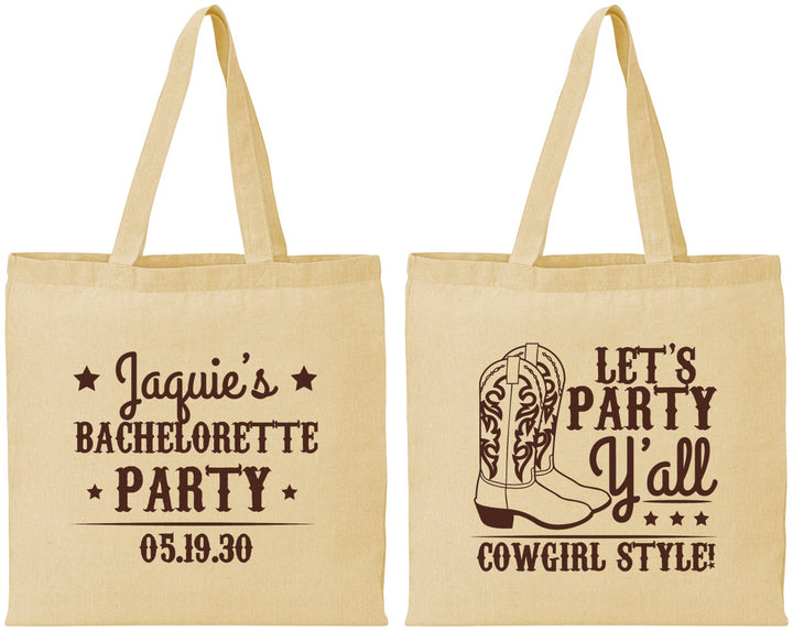 Personalized Bachelorette Cotton Tote Bags - Cowgirl Boots | 60163