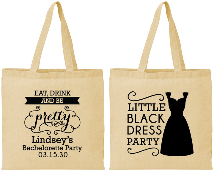 Personalized Bachelorette Cotton Tote Bags - Little Black Dress | 60164