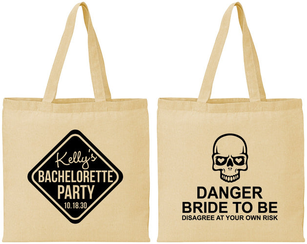 Personalized Bachelorette Cotton Tote Bags - Danger Bride To Be | 60165